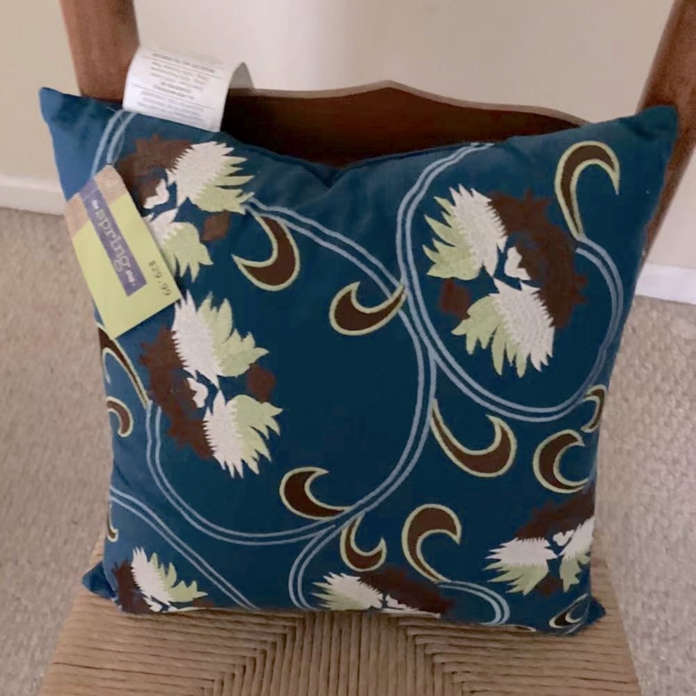 15.5”x 15.5” Embroidered throw pillow
